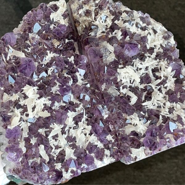 Amethyst Book Ends w/Calcite Flowers