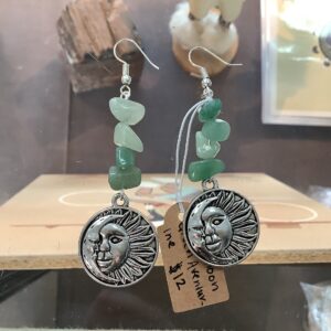 Sun and moon green aventurine earrings