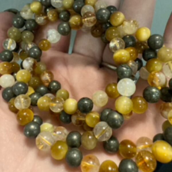 Solar Plexus Bracelet- Honey Tiger Eye, Citrine, Pyrite