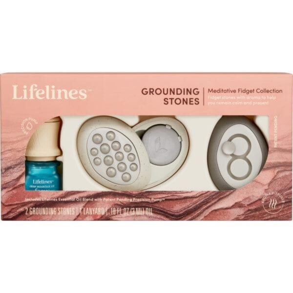 Lifelines 2pk Grounding Stones - Fidget Collection plus Essential Oil Blend