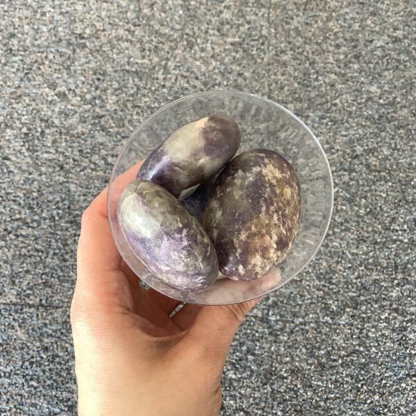 Large Lepidolite Palm Stone w Rubellite