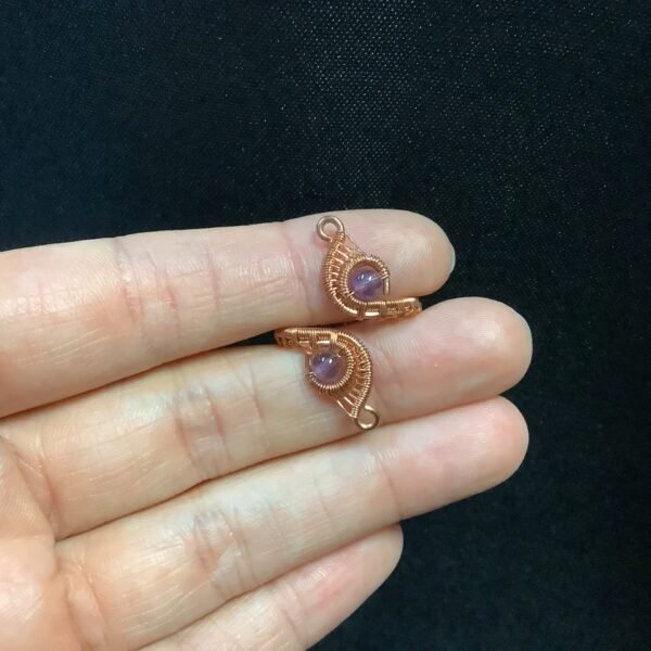 Amethyst Copper Swirly Ring