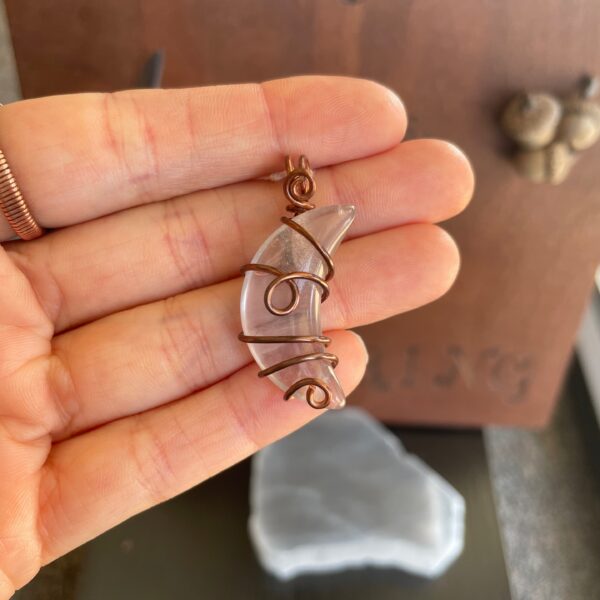 Fluorite Moon Pendant Copper
