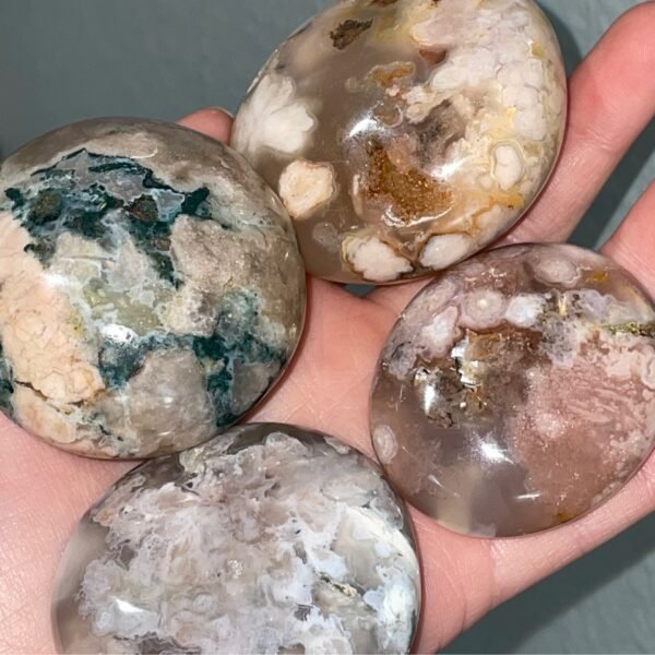 Flower Agate Palm Stones