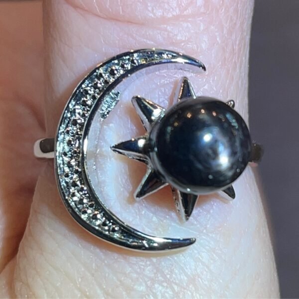 Hypersthene Moon Ring